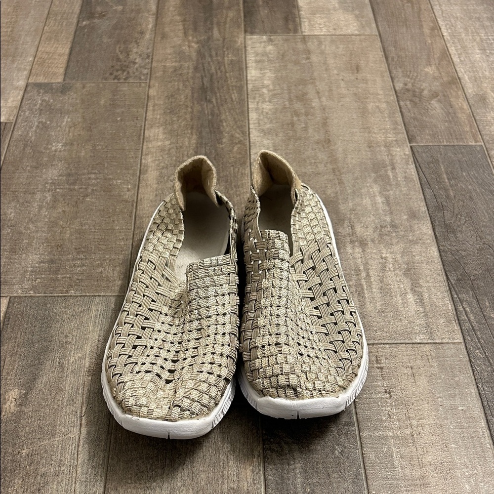 Woven Slip-On Shoes - Beige